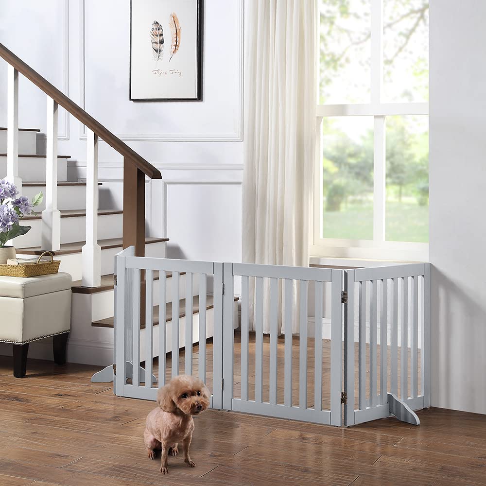 Amazon | unipaws ペットゲート 置くだけ簡単 木製 折りたたみ式 伸縮